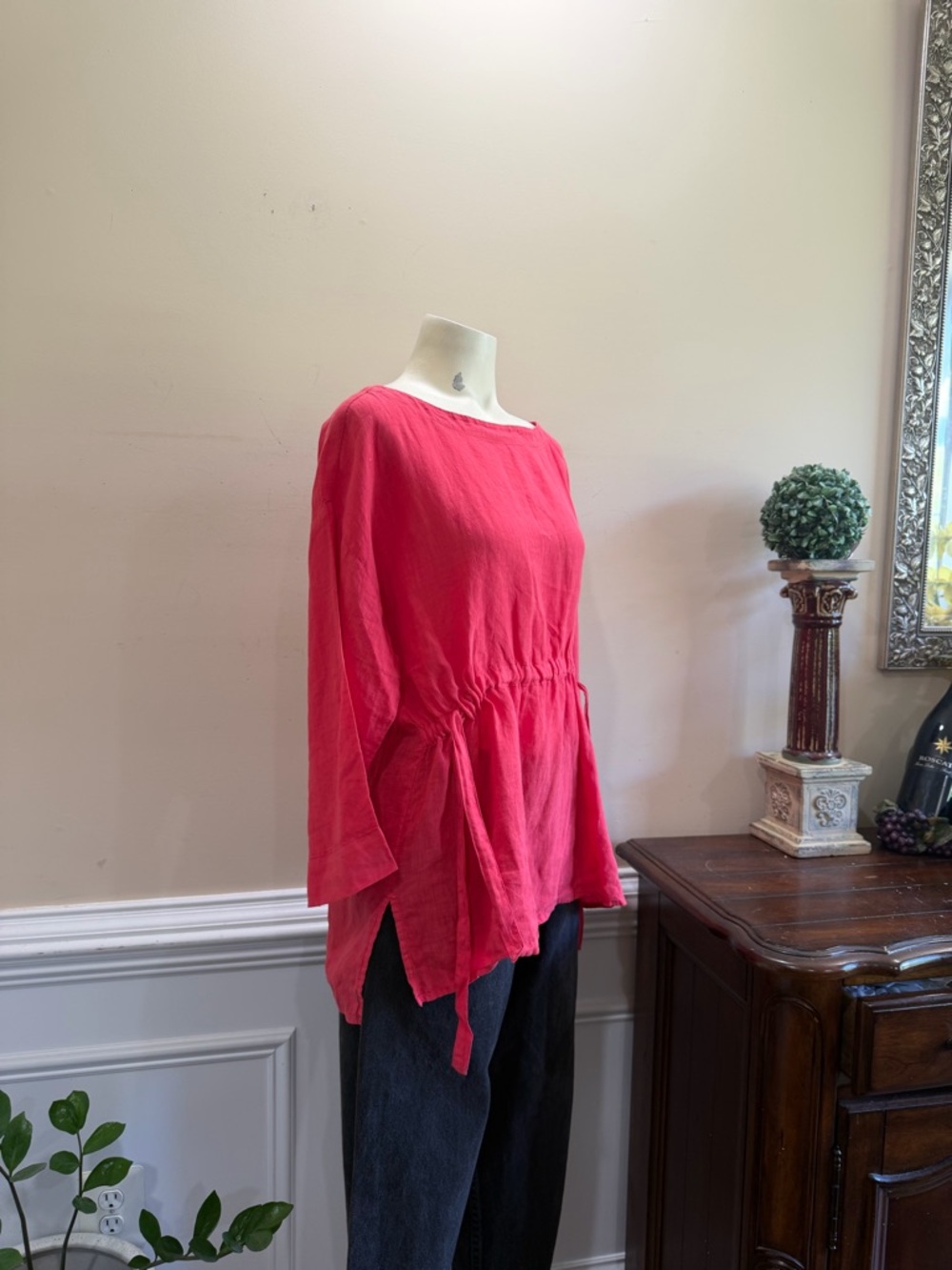 Eileen Fisher Organic Cotton/Linen Drawstring Waist Top - Picture 4 of 6